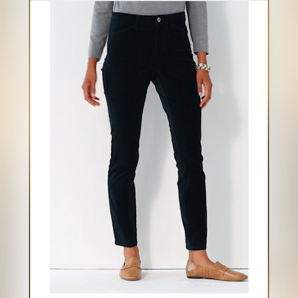 J. JILL pants black velveteen size 10 Petite EUC